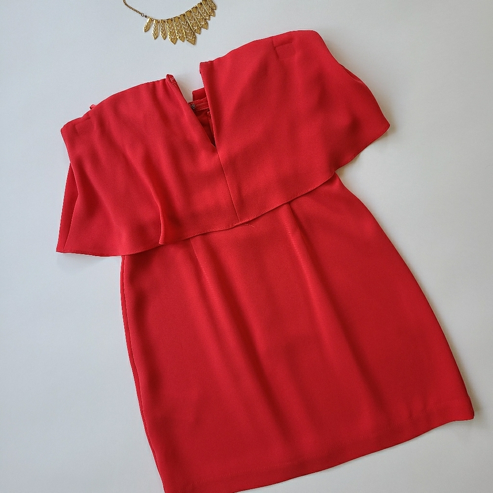 BCBG Max Azria red strapless cocktail mini dress